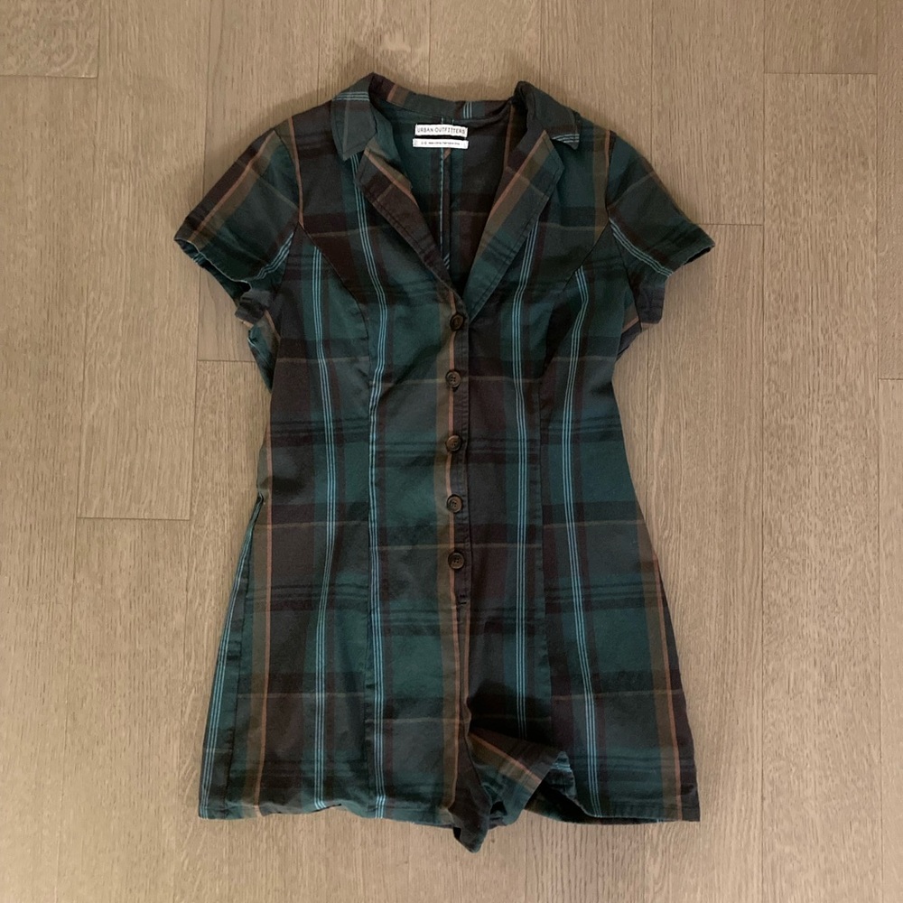 Plaid Green Romper
